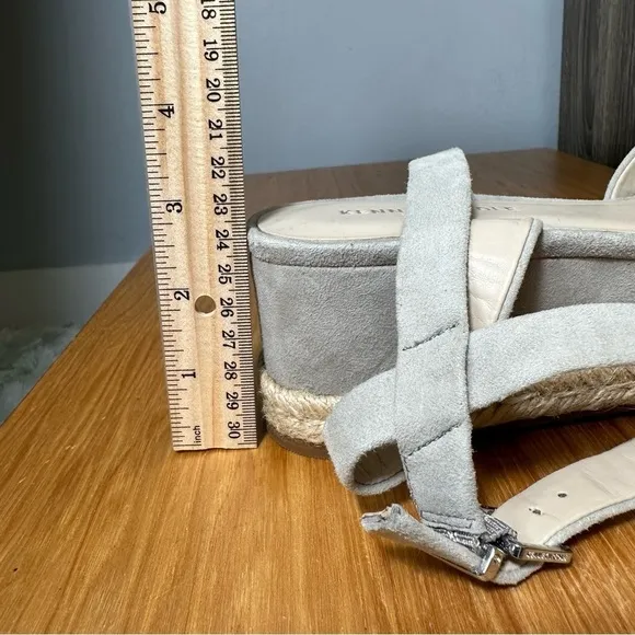 Kenneth Cole Lorelei Platform Ankle Strap Espadrille Wedge, Size 8.5, Light Gray