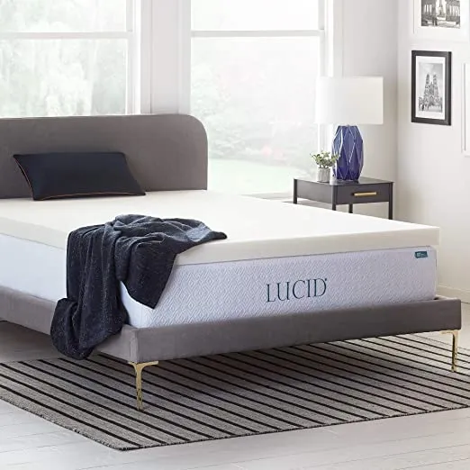 LUCID 3 Inch Ventilated Memory Foam Mattress Topper - Fits Double & Full XL, Retails $245 