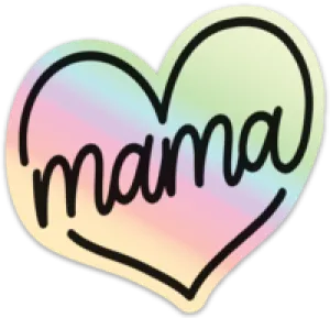 Mama Script Heart © Holographic Printed Decal