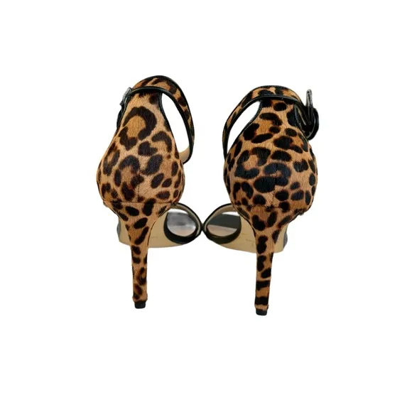 Marc Fisher Kora Genuine Calf Hair Leopard Print Ankle Strap Sandal Womens
