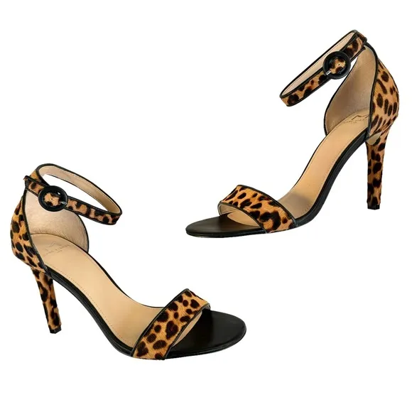Marc Fisher Kora Genuine Calf Hair Leopard Print Ankle Strap Sandal Womens
