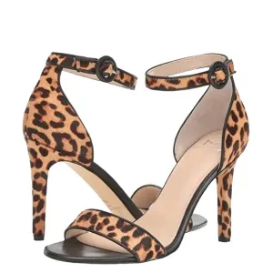 Marc Fisher Kora Genuine Calf Hair Leopard Print Ankle Strap Sandal Womens