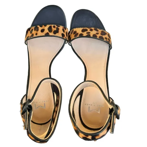 Marc Fisher Kora Genuine Calf Hair Leopard Print Ankle Strap Sandal Womens