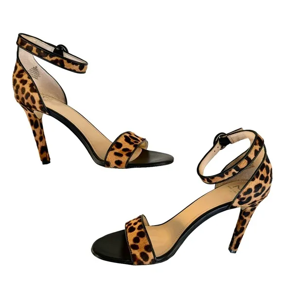 Marc Fisher Kora Genuine Calf Hair Leopard Print Ankle Strap Sandal Womens
