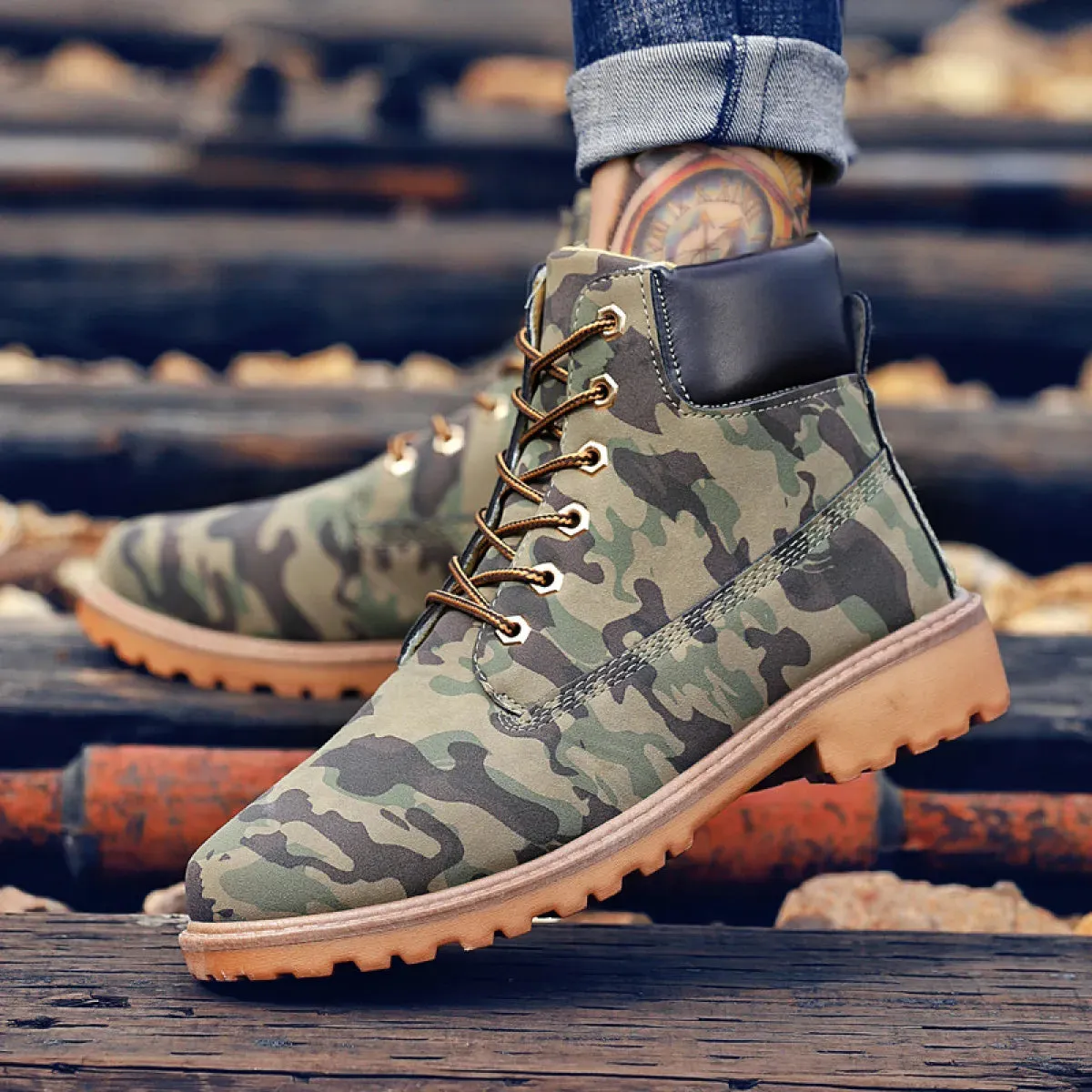 Men's PU Leather High-Top Boots