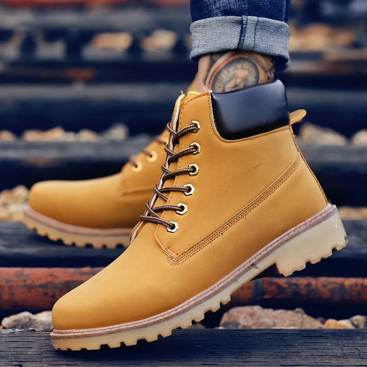 Men's PU Leather High-Top Boots