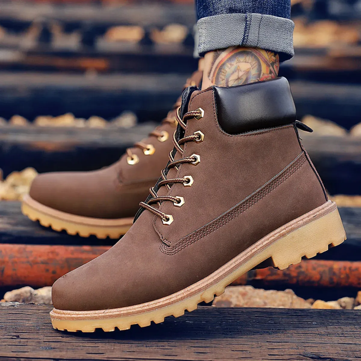 Men's PU Leather High-Top Boots