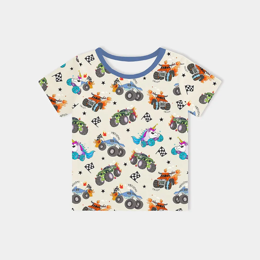 Monster Truck Kids Bamboo Short Top T-shirt