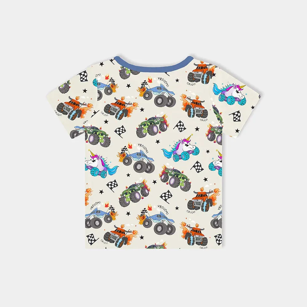 Monster Truck Kids Bamboo Short Top T-shirt