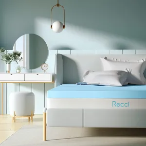 New compressed in box! RECCI 2.5 Inch Mattress Topper Queen, Gel Infused Memory Foam Mattress Topper, Pressure Relieving Mattress Topper for Back Pain, Cooling & Breathable, CertiPUR-US Certified, Queen Size