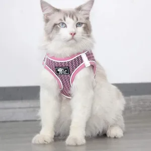 New Duomm Universal Dog Cat Harness with Leash - Anti-Escape Cat Harness - Adjustable Reflective Harness for Dogs - Soft Mesh Comfortable No Pulling No Choking, Pink, Sz L!