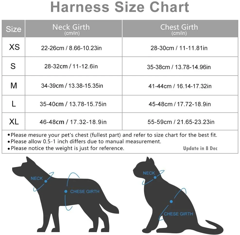 New Duomm Universal Dog Cat Harness with Leash - Anti-Escape Cat Harness - Adjustable Reflective Harness for Dogs - Soft Mesh Comfortable No Pulling No Choking, Pink, Sz L!