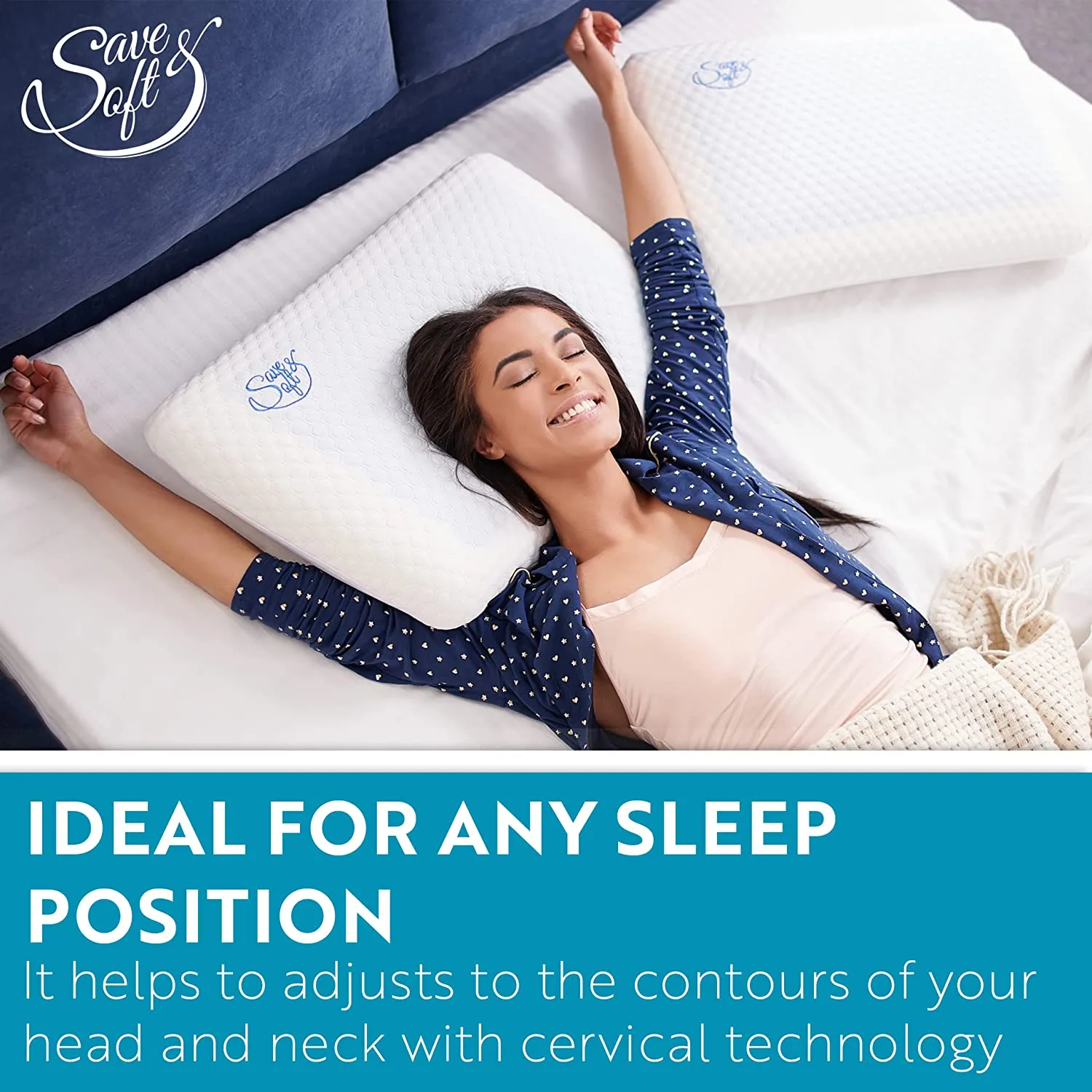 New Save & Soft Memory Foam Pillow Cooling Gel - Prevents Back Neck Pain   Free Bamboo Washable Cover Aloe Vera for Back, Stomach & Side Sleepers, 16X24 Retails $69 