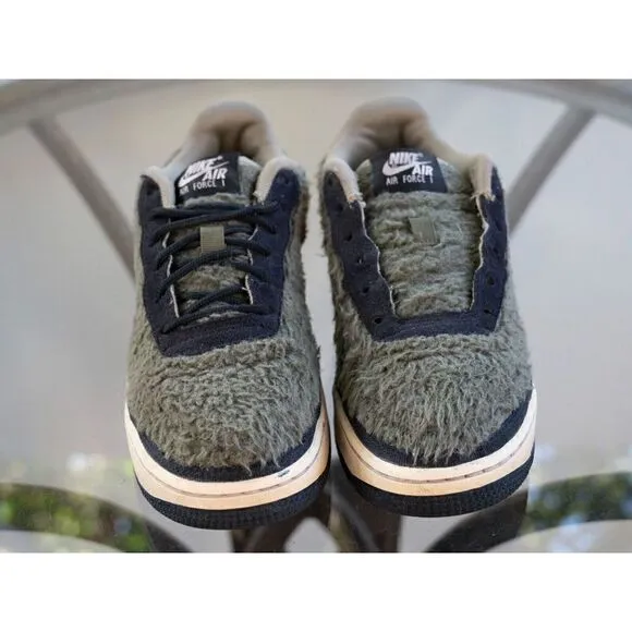 NIKE AIR FORCE 1 SHEARLING OLIVE CANVAS-CRIMSON SIZE 5.5Y [AV6673-300]