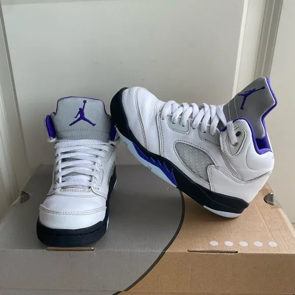 Nike Air Jordan 5 Retro “Dark Concord White/Purple” Kids- SZ 12 C