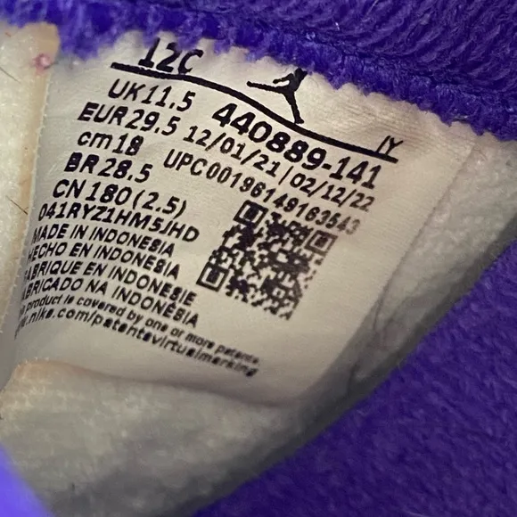 Nike Air Jordan 5 Retro “Dark Concord White/Purple” Kids- SZ 12 C