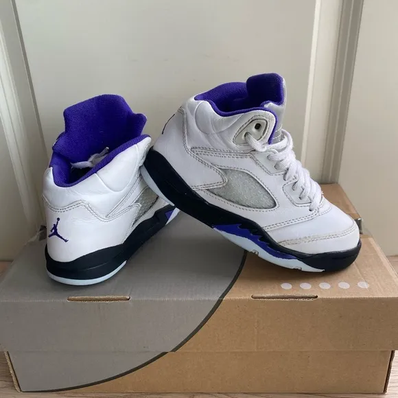 Nike Air Jordan 5 Retro “Dark Concord White/Purple” Kids- SZ 12 C