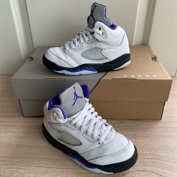 Nike Air Jordan 5 Retro “Dark Concord White/Purple” Kids- SZ 12 C