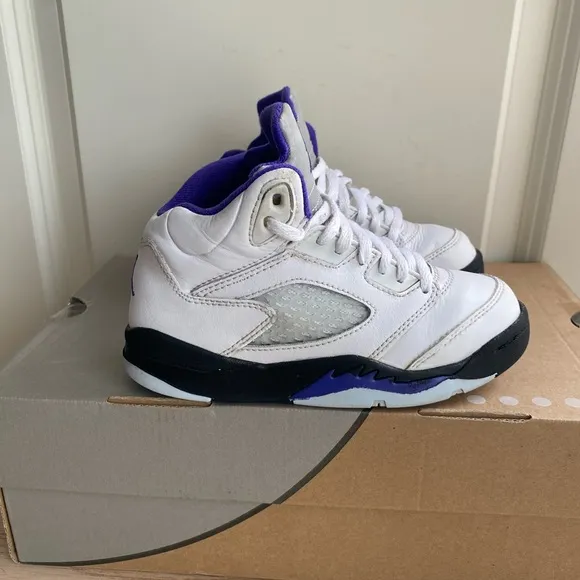 Nike Air Jordan 5 Retro “Dark Concord White/Purple” Kids- SZ 12 C