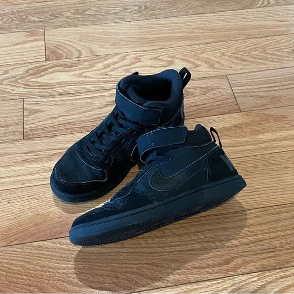 Nike Court Borough Black/Black Little Kids Mid Hi Trainers (1 M US Little Kid)