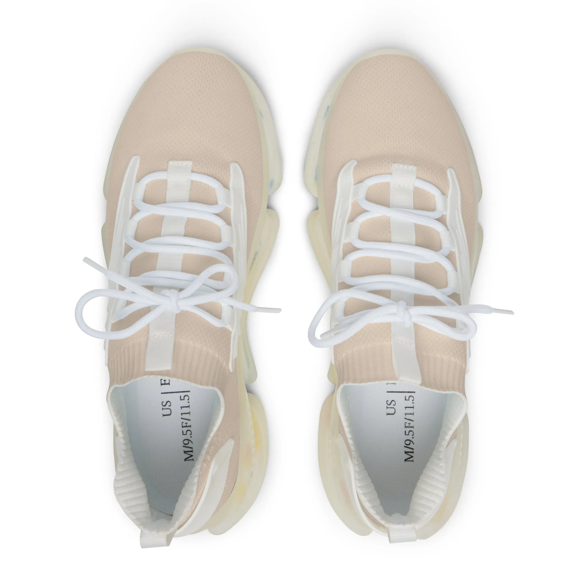 Pastel Beige Men's Breathable Mesh Sneakers - Stylish Athletic Footwear- Margo Makaroff - Personalization Available