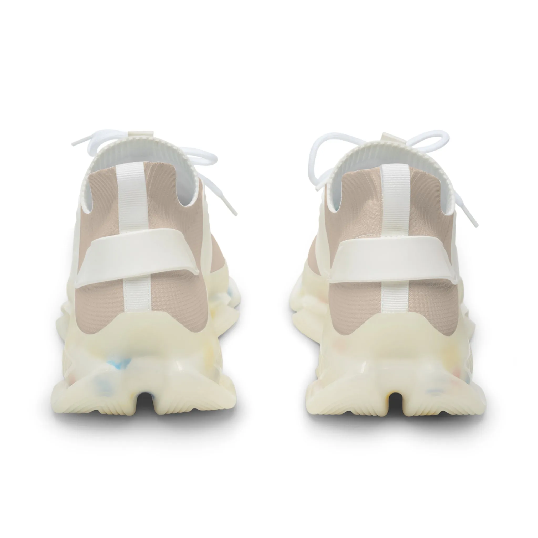 Pastel Beige Men's Breathable Mesh Sneakers - Stylish Athletic Footwear- Margo Makaroff - Personalization Available