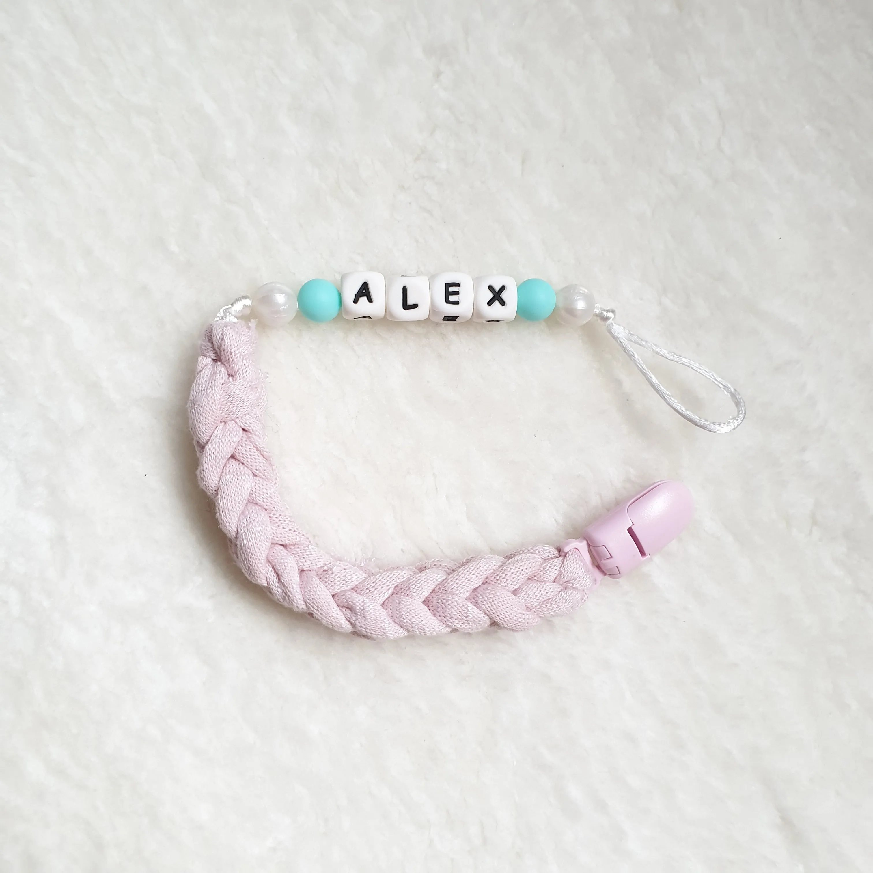 Personalised Braided Pacifier Clip