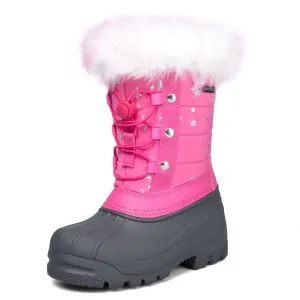 Pink Fur Collar Glitter Star Snow Boots