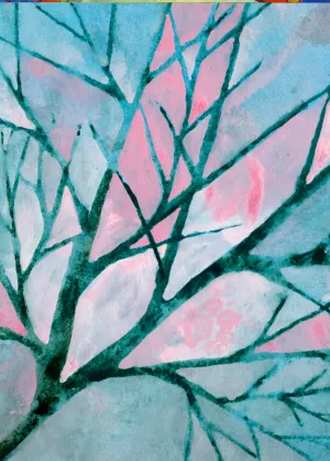 Pink Storm — Study   - Original Watercolor/Guache Painting = Abstract Landscape