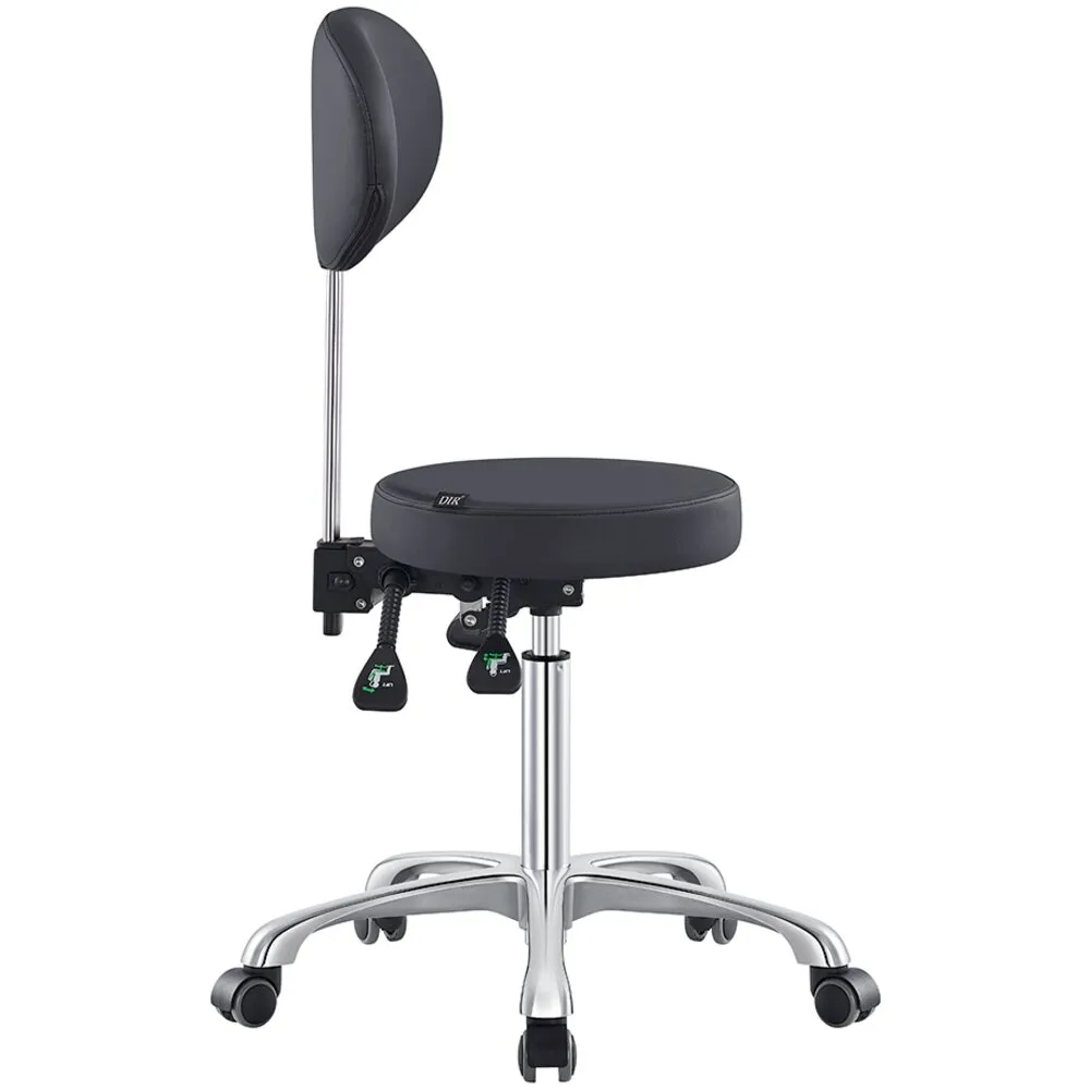 Polaris Rolling Stool - BLACK / 21" - 29" Adjustable Seat Height   5 Wheel Base by DIR Salon Furniture