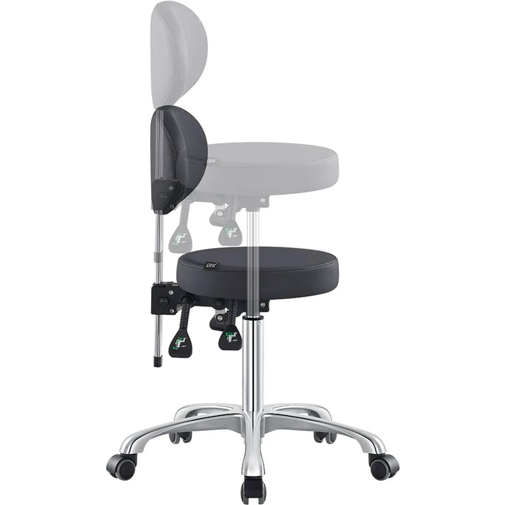 Polaris Rolling Stool - BLACK / 21" - 29" Adjustable Seat Height   5 Wheel Base by DIR Salon Furniture