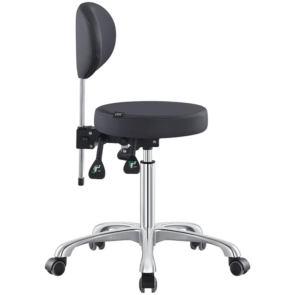 Polaris Rolling Stool - BLACK / 21" - 29" Adjustable Seat Height   5 Wheel Base by DIR Salon Furniture