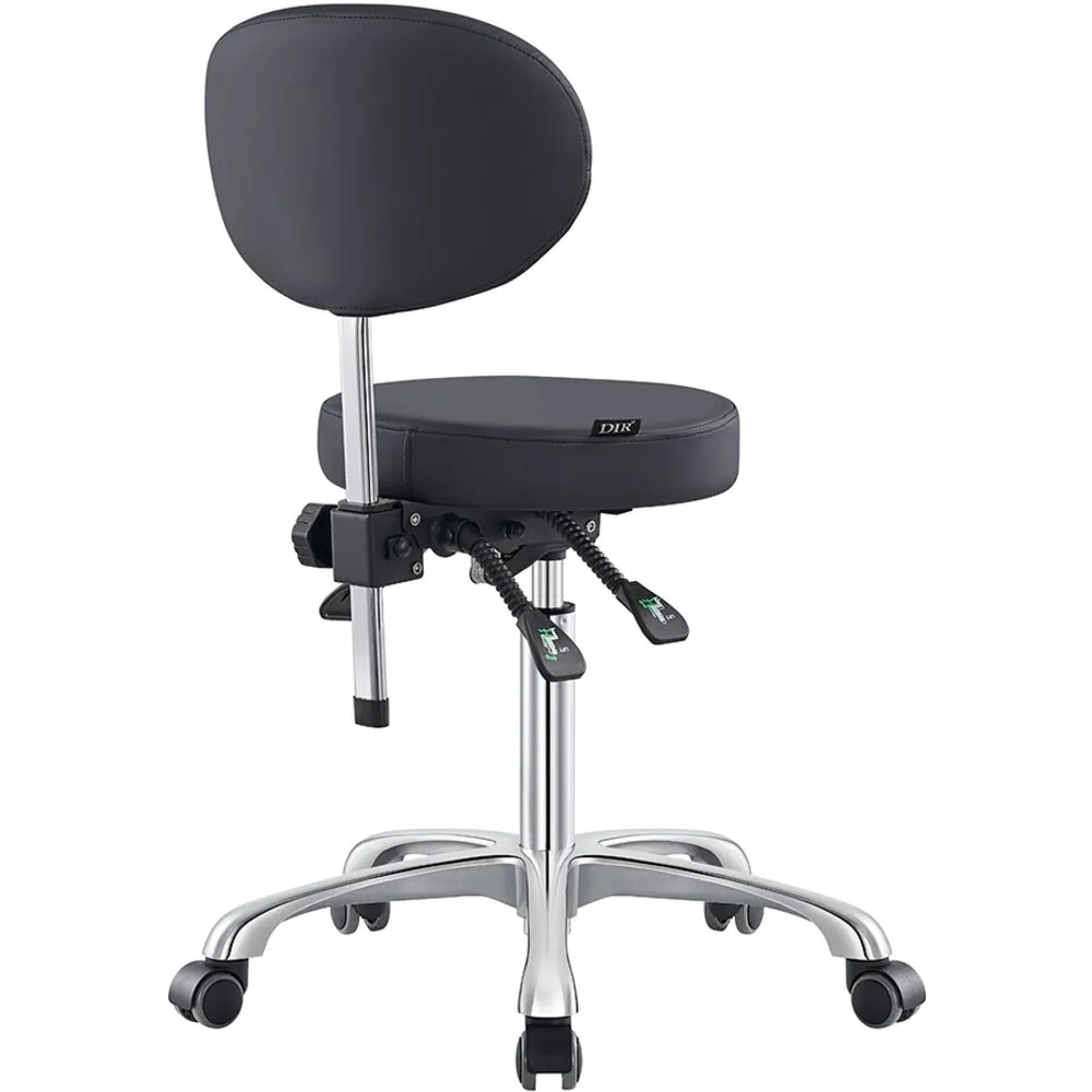 Polaris Rolling Stool - BLACK / 21" - 29" Adjustable Seat Height   5 Wheel Base by DIR Salon Furniture