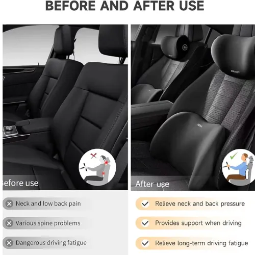 Premium Memory Foam Car Neck Support Seat Pillow Set