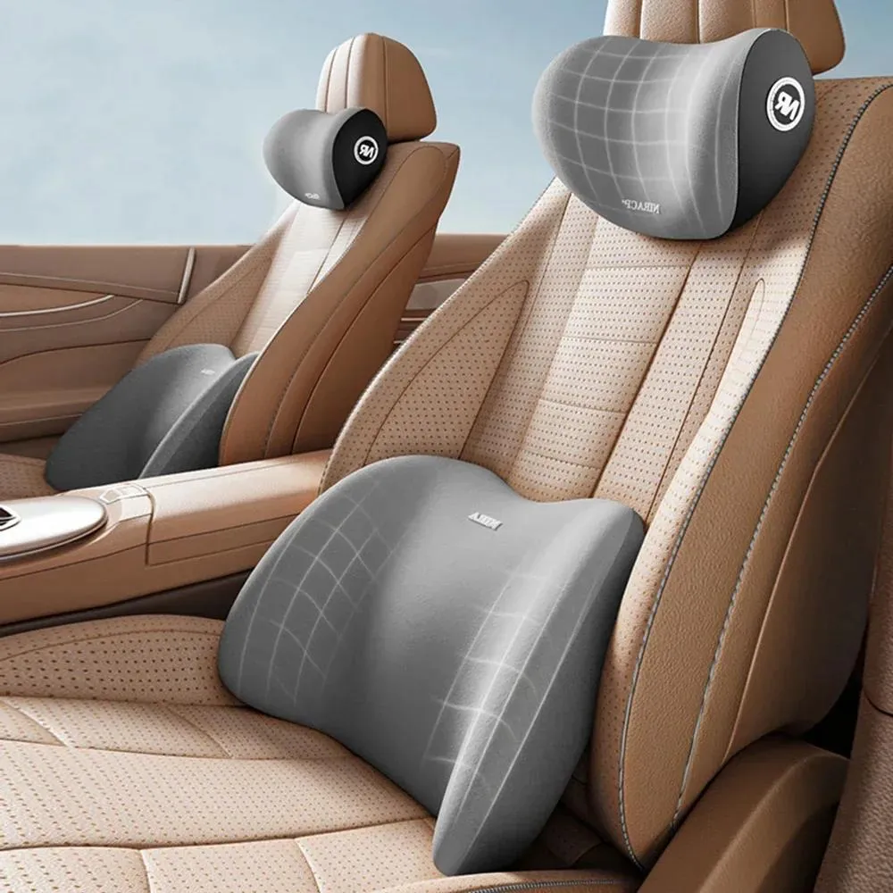 Premium Memory Foam Car Neck Support Seat Pillow Set