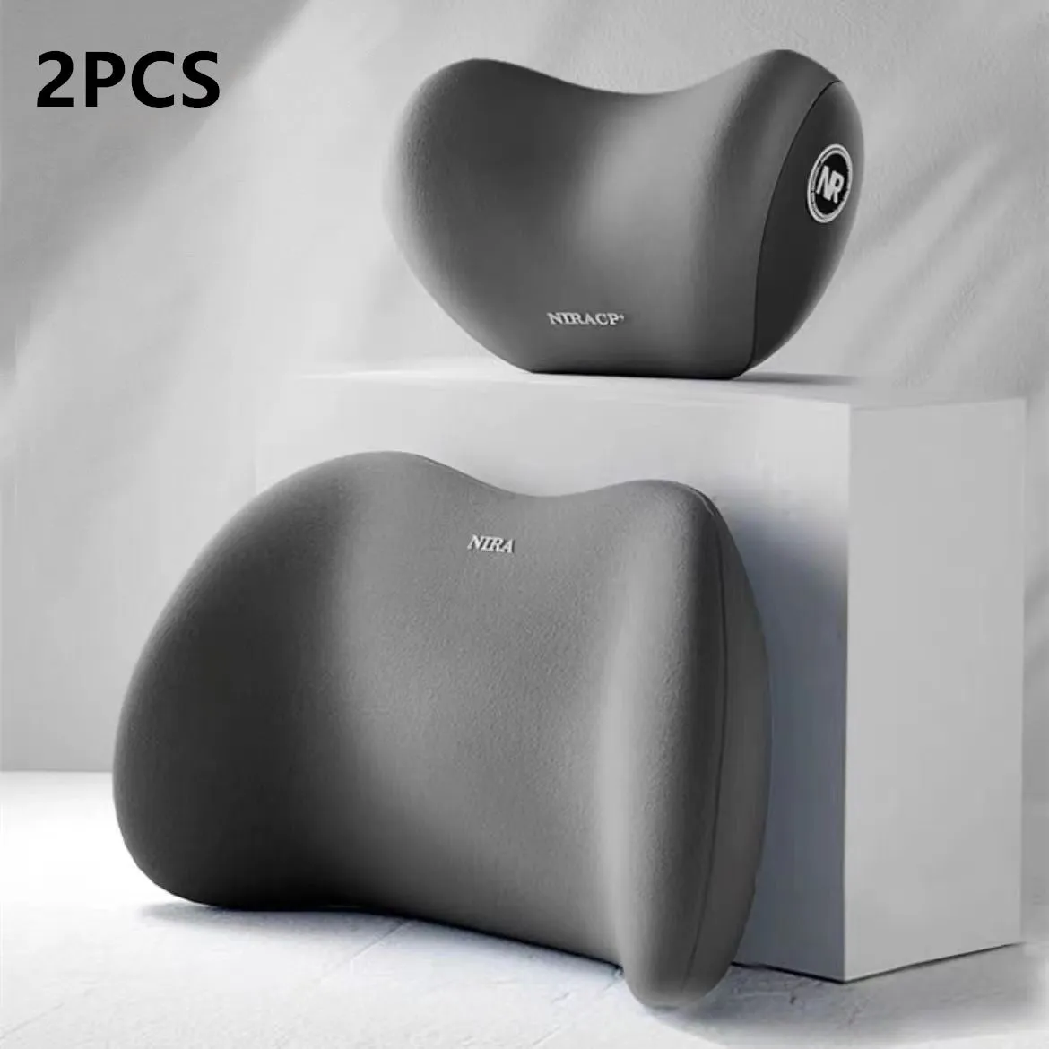 Premium Memory Foam Car Neck Support Seat Pillow Set