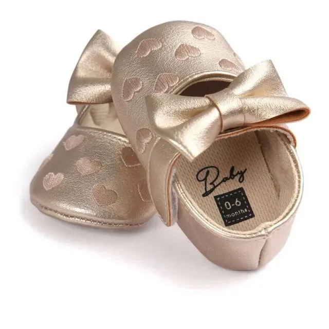 PU Leather Baby Moccasins - Bow Fringe Crib Shoes