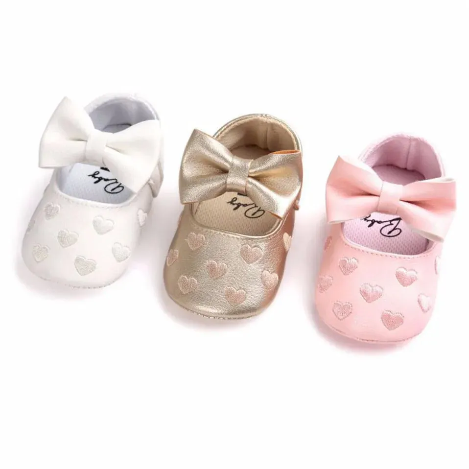 PU Leather Baby Moccasins - Bow Fringe Crib Shoes