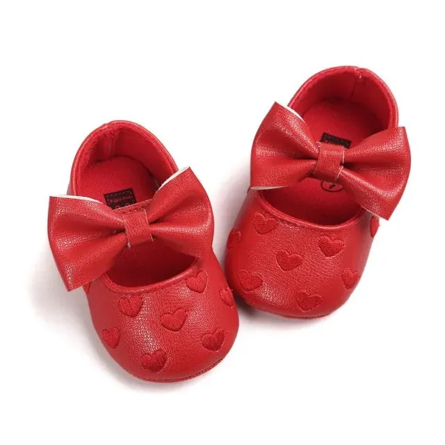 PU Leather Baby Moccasins - Bow Fringe Crib Shoes