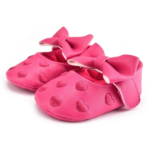 PU Leather Baby Moccasins - Bow Fringe Crib Shoes