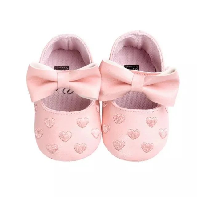 PU Leather Baby Moccasins - Bow Fringe Crib Shoes