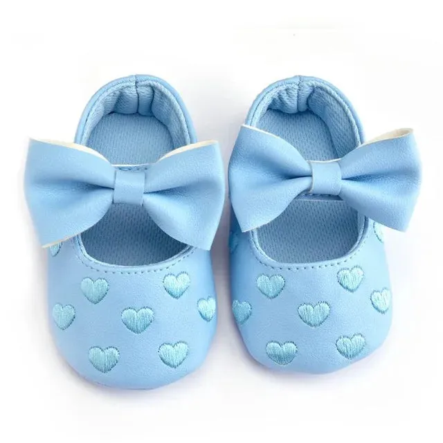 PU Leather Baby Moccasins - Bow Fringe Crib Shoes