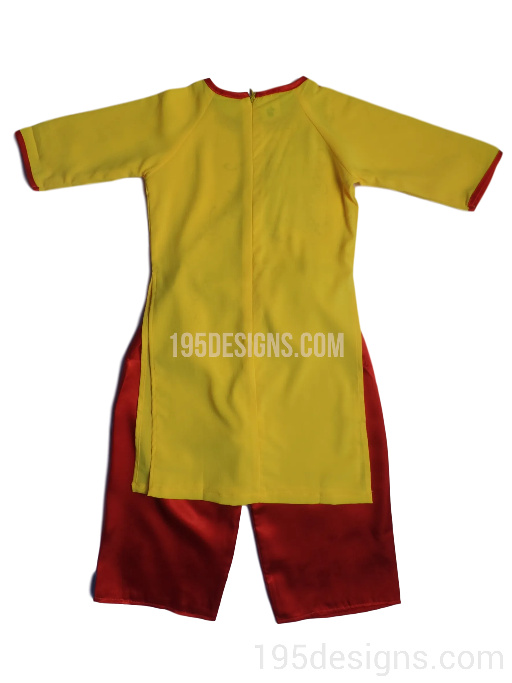 Red Ao Dai Baby Girl Viet Nam Traditional Long Dress Kid Set - Hoa Đỏ