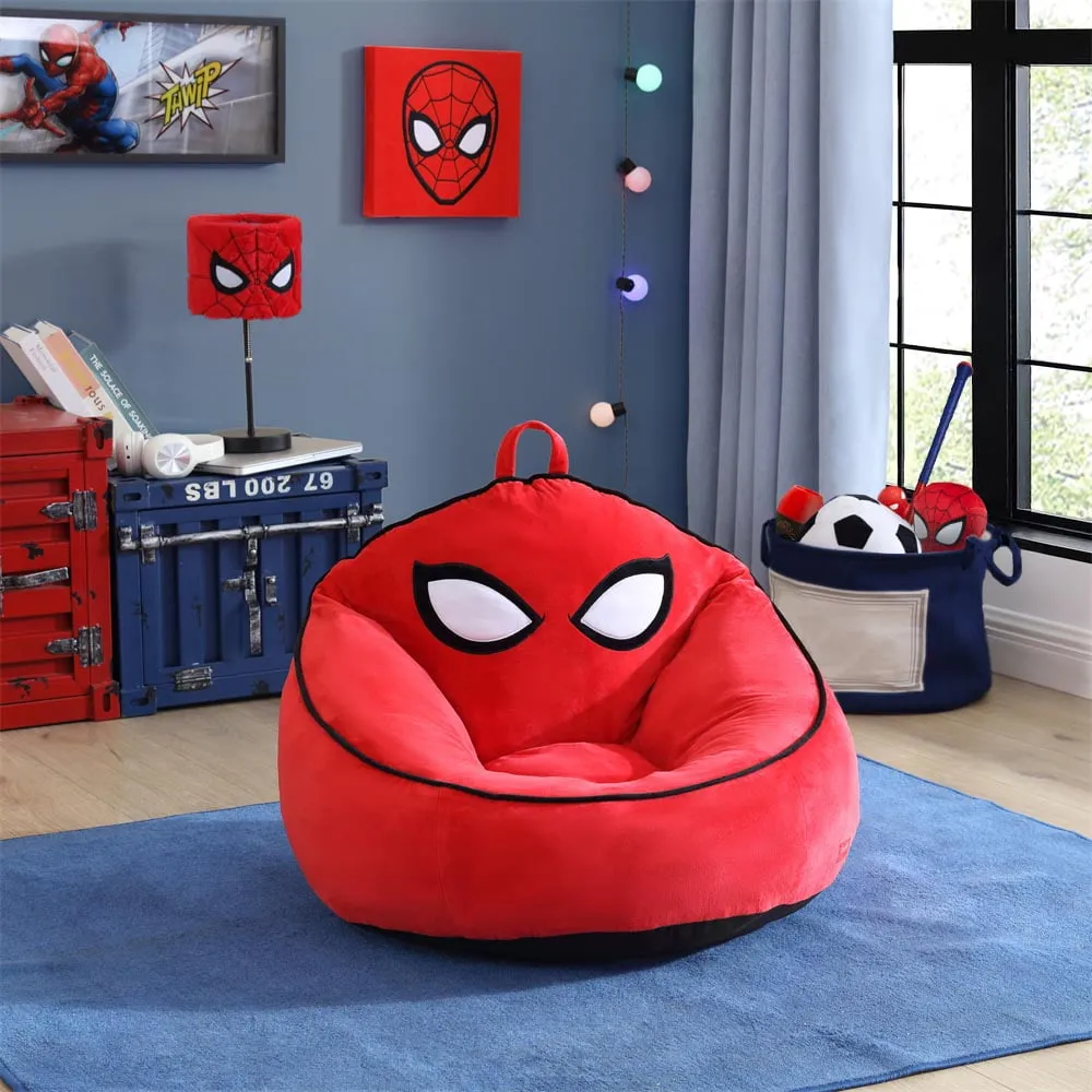 Red Bean Bag Chair Kids Compressed Foam Seat Living Room SPIDERMAN Lounger Sofa