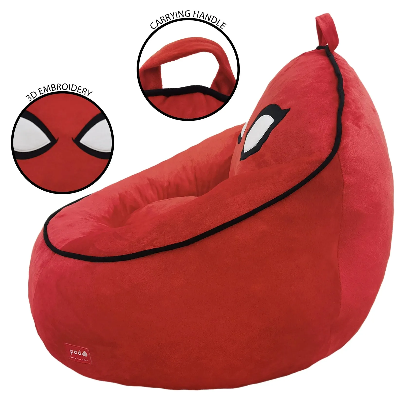 Red Bean Bag Chair Kids Compressed Foam Seat Living Room SPIDERMAN Lounger Sofa