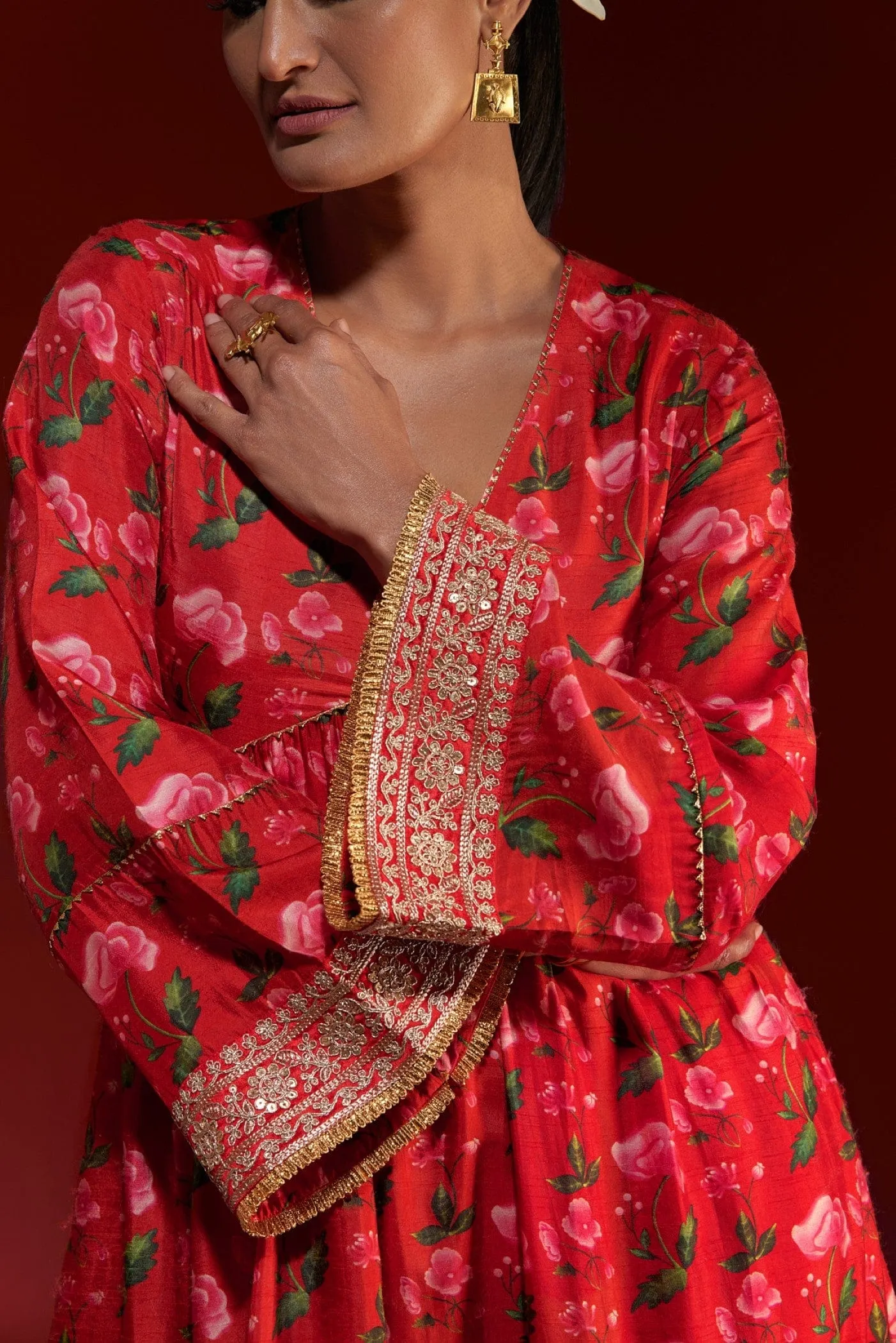 Red Rain Lily Salwar Set