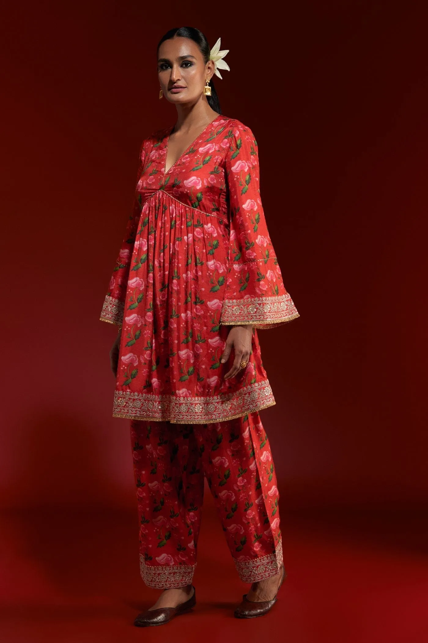Red Rain Lily Salwar Set
