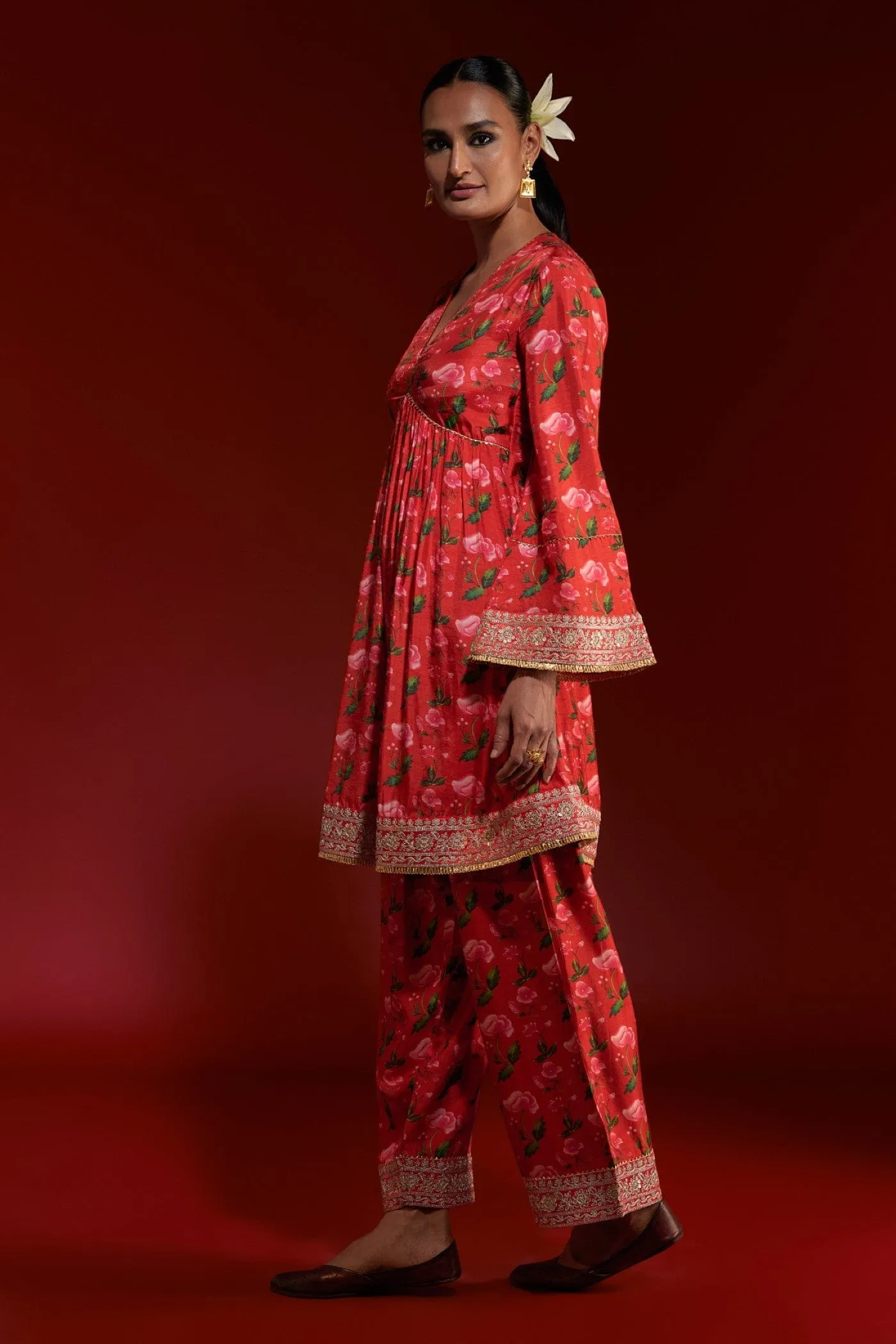 Red Rain Lily Salwar Set