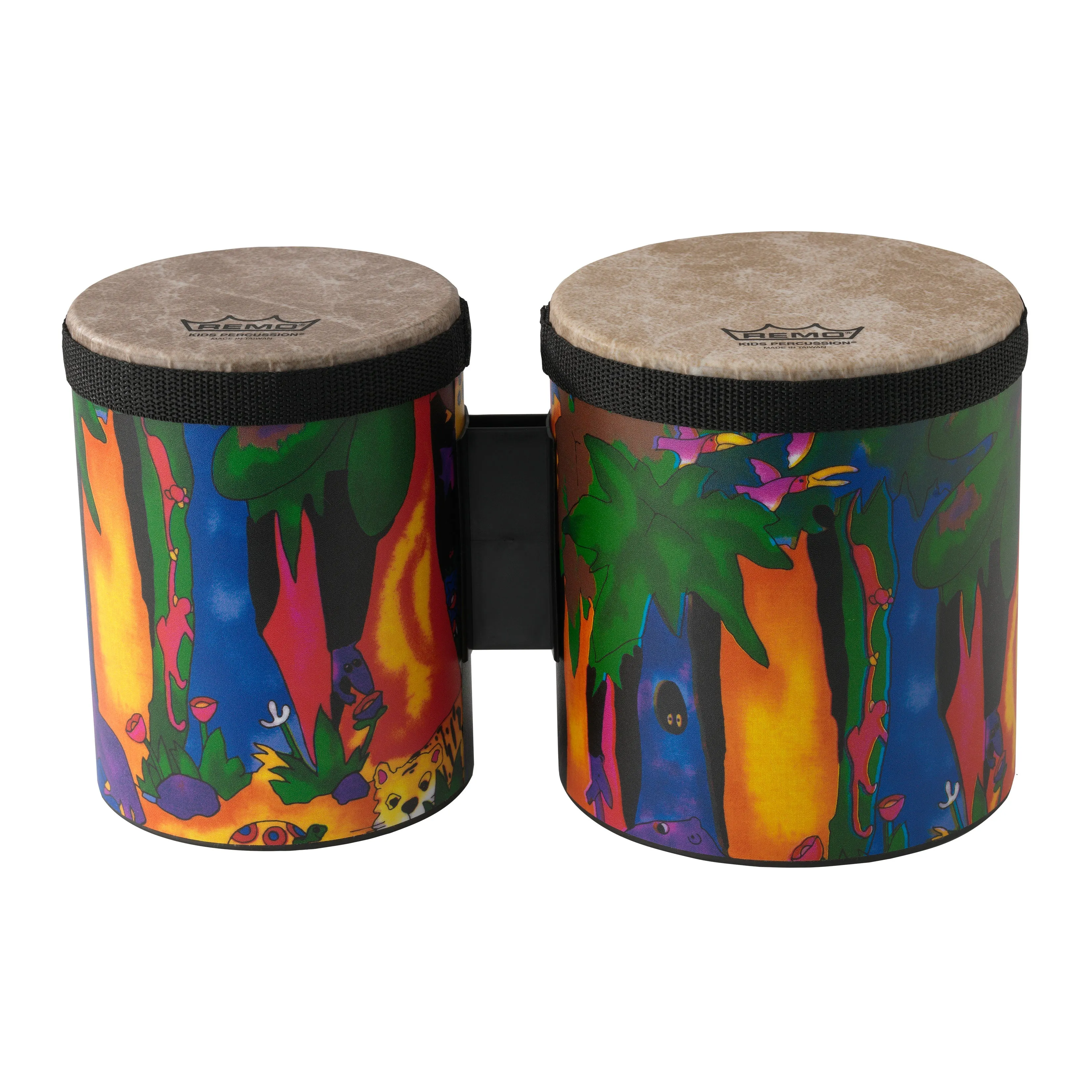 Remo Kid's Percussion, Bongos, 5/6 Diameters, Rain Forest Fabric