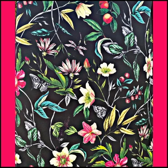 SAM EDELMAN BLACK TROPICAL PRINTED SHEATH DRESS